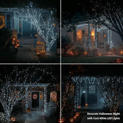100 LED String Lights 33ft Cool White, Plug in Fairy Lights with 8 Modes, Indoor Outdoor Christmas Lights for Bedroom Tree Patio Porch Wedding Holiday Decorations (Cool White, 100 LED 33ft)