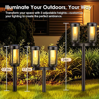 Solar Pathway Lights, Upgrade Dual-Head Solar Lights Outdoor Waterproof, 8 LEDs Auto On/Off Solar Powered Lighting for Garden Yard Landscape Walkway Driveway Lawn Patio(Warm White,8 Pack)