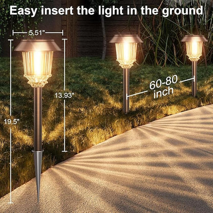 XMCOSY+ Solar Pathway Lights - 6 Pack Solar Garden Lights, IP65 Waterproof Powered Landscape Lighting for Patio Walkway Driveway