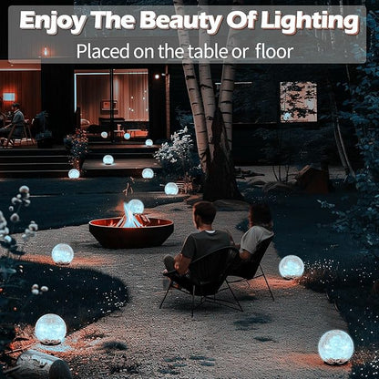 Cracked Glass Outdoor Solar Lights Landscape Garden Ball Lights, Garden Solar Ball Lights Waterproof (White, 12cm)