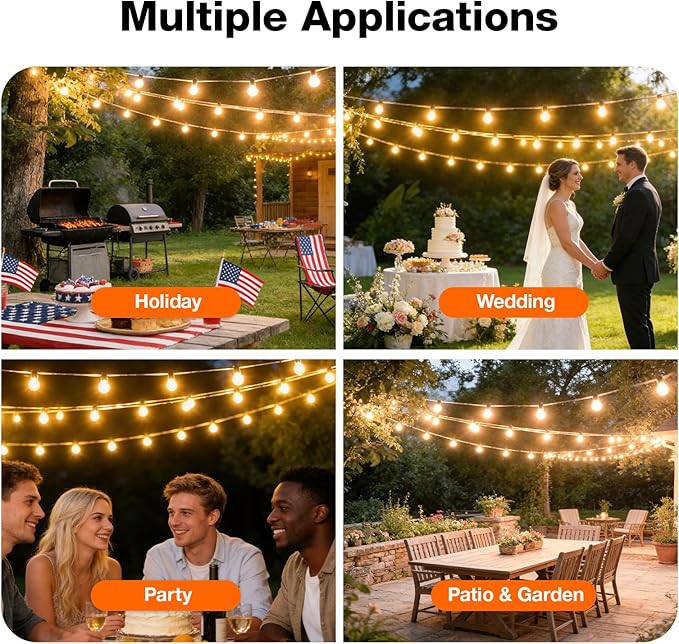 LEDVANCE 24-ft Outdoor String Lights, Edison Shatterproof S14 Bulbs, Linkable, String Lights for Outside/Indoor | Lumora