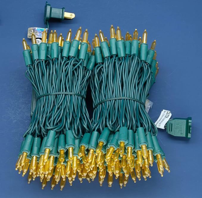200 Count Orange LED Christmas Lights, 66 ft Green Wire UL Certified Commercial Grade Holiday String Light Set (Orange)