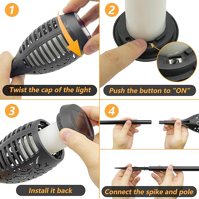 Solar Torch Lights for Garden Decor, 8 Pack 12 LED Solar Lights, Flame Torch Solar Lights Outdoor