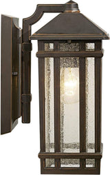 Kathy Ireland Sierra Craftsman Art Deco Outdoor Wall Light Fixture Rubbed Bronze Metal 10 1/2" Frosted Seeded Glass | Lumora