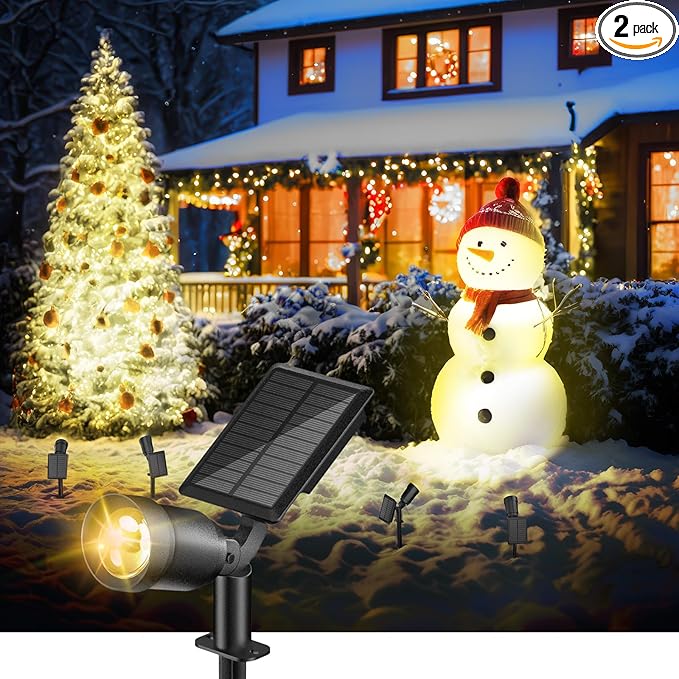 Solar SpotLights Outdoor 2 Pack, Solar Spot Lights Outdoor Waterproof IP65 with 3 Lighting Modes for Garden, Landscape, Pathway, Pool Area, Tree Decor