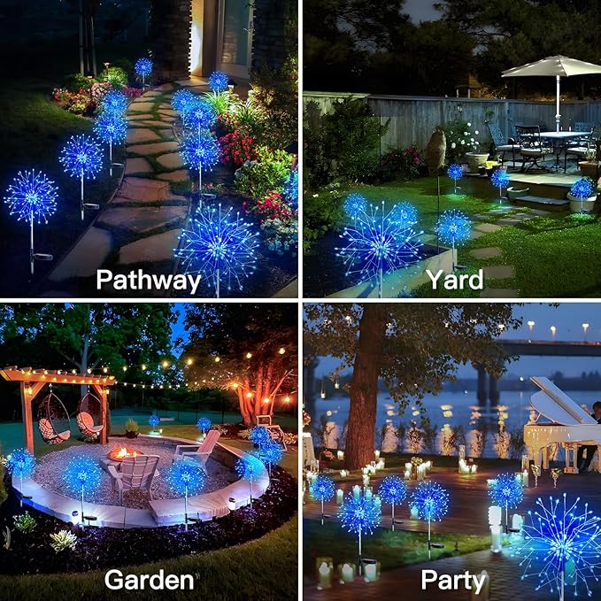 suddus Solar Garden Lights Outdoor Waterproof Decorative, 2Pack 150LED Firework Lights, Solar Fairy Lights for | Lumora