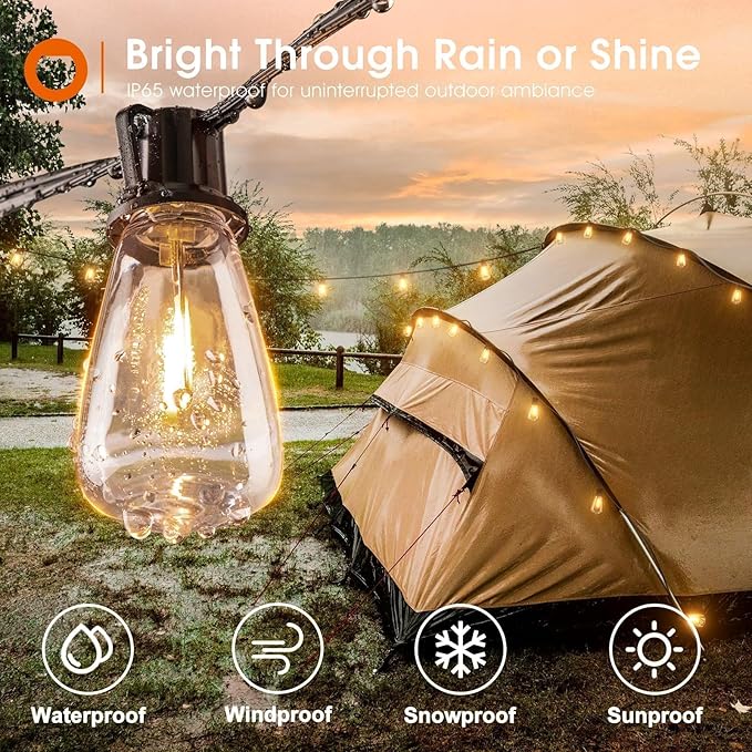 addlon 160FT LED Outdoor String Lights (3x50FT) 50FT Solar String Lights for Outside G50