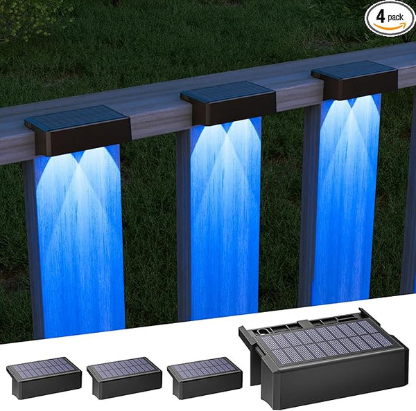 VOLISUN Solar Deck Lights 4 Pack, Warm White, Cool White and RGB Color Glow LED Large Size Lamp, IP65 Waterproof | Lumora