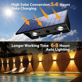 Solar Fence Lights,6Pack Solar Lights Outdoor Warm White + RGB Up & Down Waterproof 100 Lumens Dusk to Dawn Large | Lumora