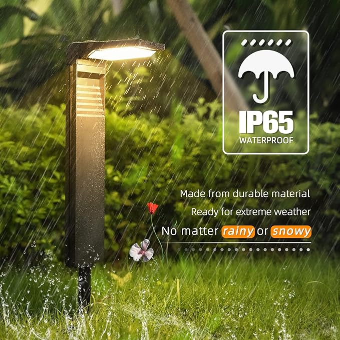 Solar Pathway Lights 6 Pack with Warm White and Cool White Mode, Modern Solar Path Lights Outdoor Waterproof, Perfect Solar Lights for Backyard, Lawn, Driveway, Walkway, Garden Decorative.