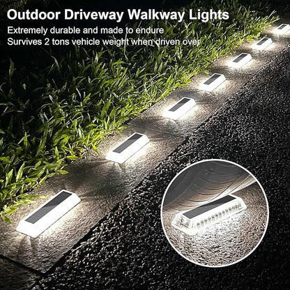 Lacasa Solar Deck Lights, Solar Lights Outdoor Waterproof IP68, 4 Pack Solar Powered Pathway Yard Driveway Step Landscape Light, LED Lighting 50LM for Garden Path Walkway Stair Patio, Cool White 6000K