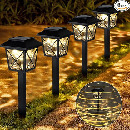 EXCMARK 6 Pack Large Rotating Solar Lights Outdoor Waterproof 2 Modes Twinkling Decorative Lights for Garden Yard Pathway Walkway Decorations Landscape Lighting. (Set of 6)