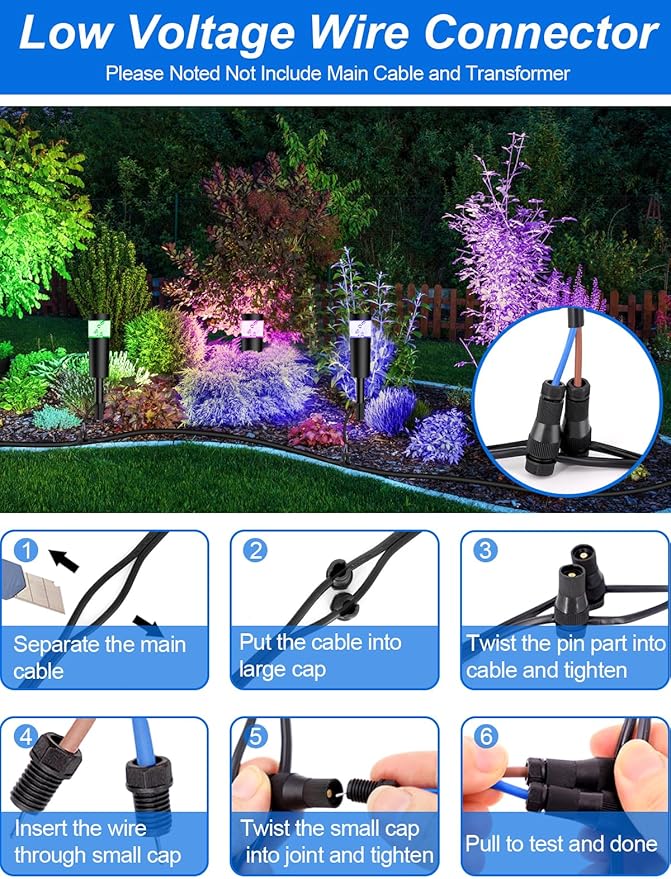 5W RGBW Low Voltage Landscape Pathway Lights with Connectors 12V Outdoor Color Changing Landscape Lighting LED | Lumora