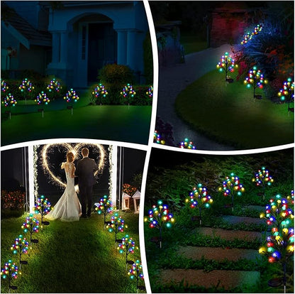 Solar Garden Lights Decorative, Solar Outdoor Lights Waterproof 4Pack,80Led Rose Solar Flower Lights Garden Decor, Solar Lights for Outside Yard,Patio,Christmas Decorations Gardening Gifts