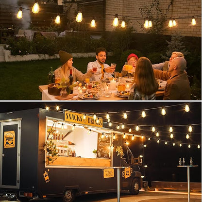 96FT LED Outdoor String Lights, Waterproof Patio Lights with 30+2 2700K Dimmable Shatterproof Edison Hanging Bulbs for Backyard Party-Black