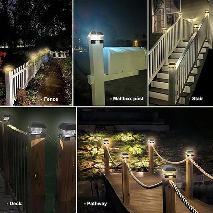 4x4 Solar Post Cap Lights with 2 Lighting Modes, 6 Packs Outdoor Post Light Solar Powered Waterproof IP65, Fence Deck Lights for 4×4 Wood/Vinyl Posts,Black
