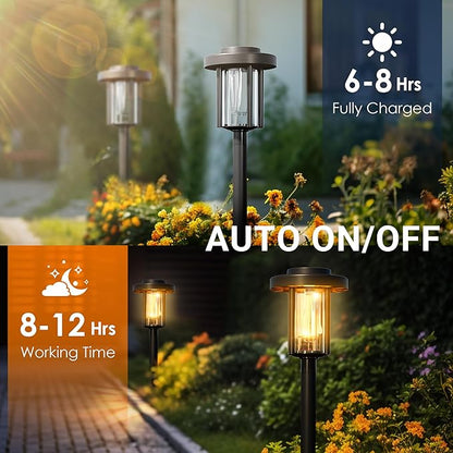 GIGALUMI Solar Outdoor Lights Waterproof, Pathway Light Solar Powered Landscape Lighting for Yard, Garden Decor for Outside Driveway Patio（6 Pack Warm White）