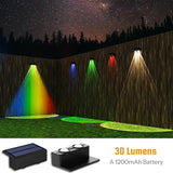 8-Pack Multi-Color Solar Spotlights for Fence & Wall - 30 Lumen High Brightness, 5 Modes (RGB - Outdoor Path Light | Lumora