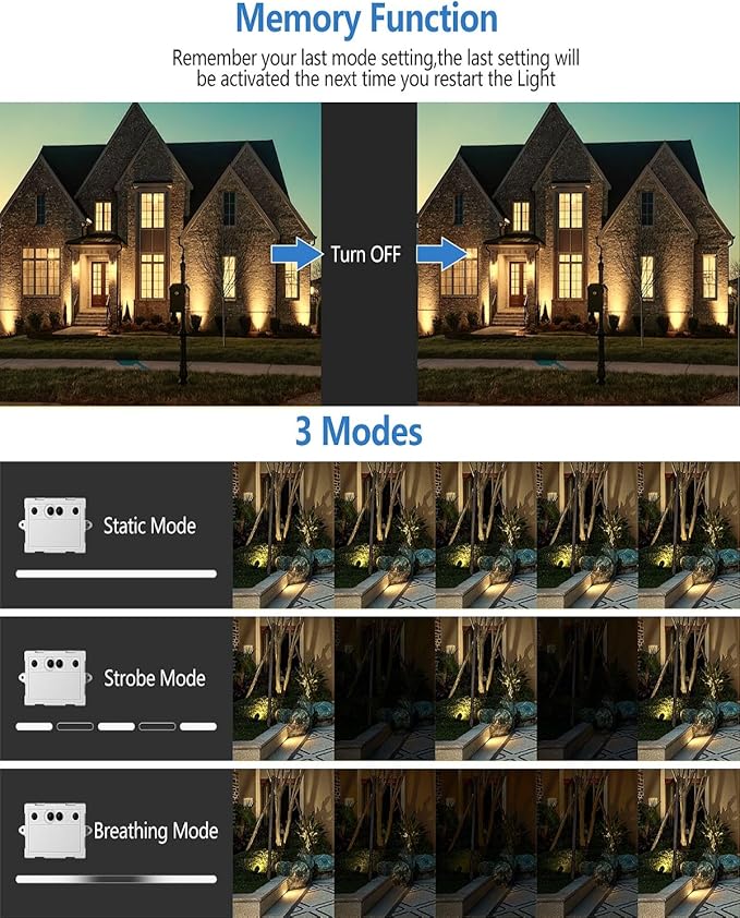 CLY 6 in 1 Solar Spot Lights Outdoor, 2700K Warm White Solar Spotlights Landscape Lights, IP66 Waterproof 59.06ft | Lumora