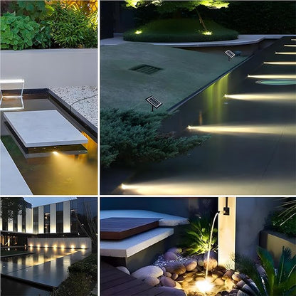 Solar Lights, Garden Outdoor Proof Water, LED Solar Pathway Lights with 3 Adjustable Heads, Stake Included, 2200mAh Battery, for Landscape, Yard, Pool, Walkway (Warm White, (Warm White)