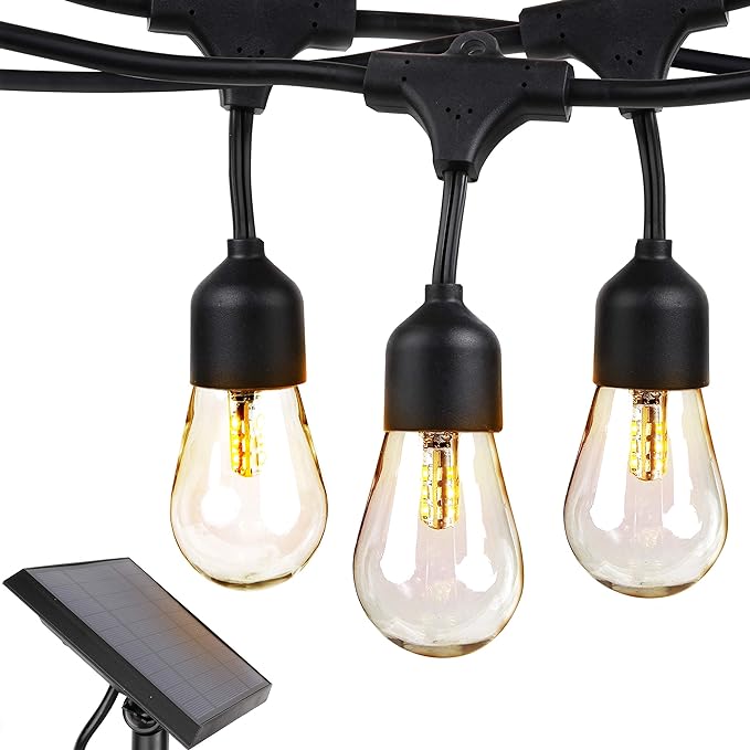 Brightech Bundle: Waterproof LED Outdoor String Lights Hanging, Dimmable 1W Bulbs - 48 Ft + String Light Screw | Lumora
