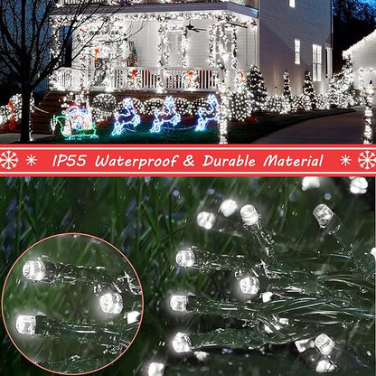 Christmas Lights Outdoor - 108FT 300 LED with 8 Modes, End-to-End Plug, UL Certified, Waterproof Fairy String Lights for Xmas Tree Decorations Garden Party (Cool White)