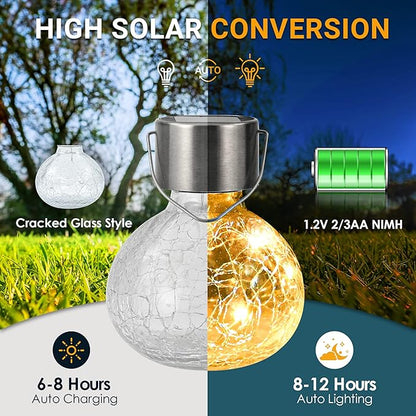 GIGALUMI Hanging Solar Lantern, 4 Pack Outdoor Christmas Decorations, Hanging Solar Lights Outdoor Waterproof, Garden Decor for Lawn, Garden, Yard, Tree Warm White