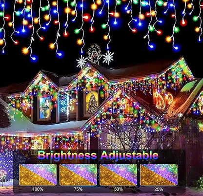 LED Icicle Lights for Outdoor Christmas Decorations,82Ft 1000 LEDs Color Changing Christmas Fairy Light,APP & Remote Control,17 Lighting Modes,Plug in RGB hanging Curtain Lights for Xmas Party Wedding