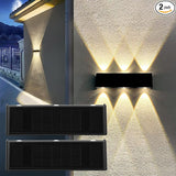 Solar Lights Outdoor Waterproof 3000K Warm Aluminum Up and Down Wall Sconce Dusk to Dawn 2PACK for Outside, Sign | Lumora