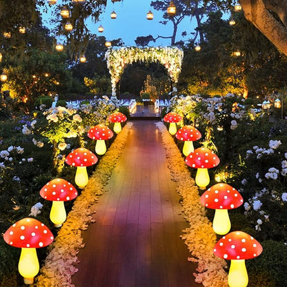 Upgraded 8-Pack Red Solar Mushroom Lamp for Garden Decor, 8 Modes Solar Mushroom Garden Lights Outdoor Waterproof Mushroom Solar String Lights for Christmas Halloween Garden Pathway Yard Lawn