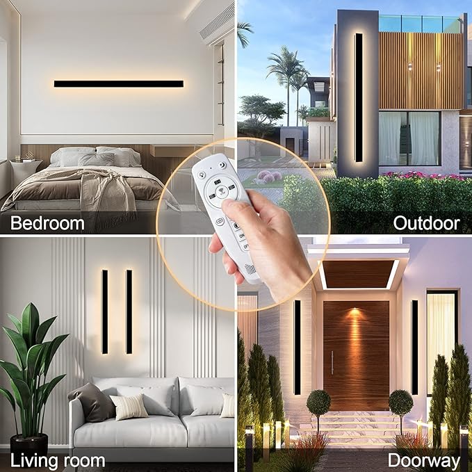 59 Inch Outdoor Wall Lights, 3000K-6000K Led Long Modern Wall Sconce, Ip65 Waterproof 3CCT Color Selectable Porch | Lumora