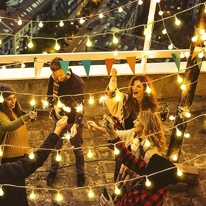 180ft Globe String Lights with 16ft Extended Lead & Stable Remote - 300 LED Warm White, 8 Distinct Modes, IP44 | Lumora