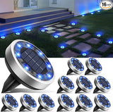 btfarm 16 Pack Solar Lights Outdoor, 8 LED Solar Ground Lights IP65 Waterproof Flat Solar Disc Light, Pathway | Lumora