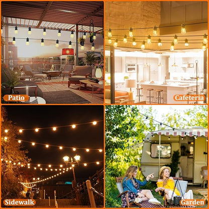 S14 Patio String Lights, 100FT Outdoor Patio String Light with 35 Clear LED Bulbs (2 Spare), UL Certified Waterproof Hanging Lights for Outdoor & Indoor - Commercial Grade Black Wire