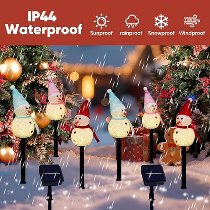 Homemory 3 Pack Solar Christmas Snowman Pathway Lights Outdoor Decor, Waterproof Lights Stakes for Winter Yard, Patio, Backyard, Porch, Lawn (Multicolor)