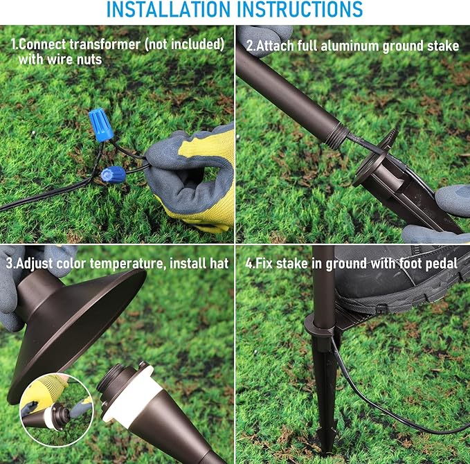 LEONLITE Update 5CCT Low Voltage Pathway Lights, 12-24V LED Landscape Path Light, 1800/2700/3000/4000/5000K, CRI90 | Lumora