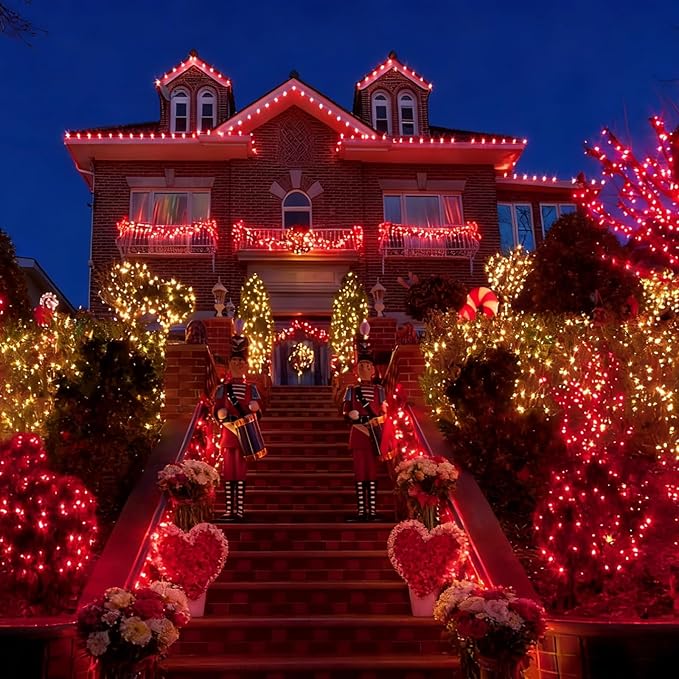 LAMPHOME Red Valentines Day Decor Lights,150 Count 31.9FT Mini Valentine's Lights,Red Christmas String Fairy Lights | Lumora