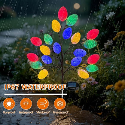 2 Pack Solar Easter Egg Lights Outdoor, 40 LED Waterproof Solar Easter Yard Decorations Outdoor Easters Yard Stakes Lights with 2 Lighting Modes for Outside Lawn Walkway Patio Cemetery Grave