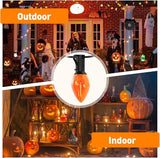 C7 Christmas Lights, Led Clear Orange Halloween Outdoor String Lights, 25FT Commercial Grade Patio Light with 27 C7 | Lumora