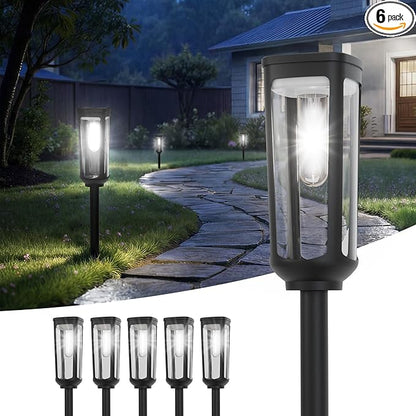 Solar Pathway Lights Outdoor,6 Pack Cool Garden Lights Solar Powered Waterproof IP65,Auto On/Off Outdoor Light for Lawn Patio Walkway Driveway Decor Landscape Lighting