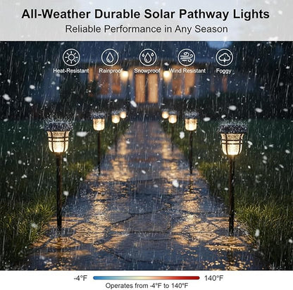 XMCOSY+ Solar Pathway Lights Outdoor Waterproof IP65-2 Lighting Modes Color Changing LED Solar Garden Lights for Yard, Glass Outdoor Lighting for Landscape Walkway Driveway Decor (Warm White & RGB)