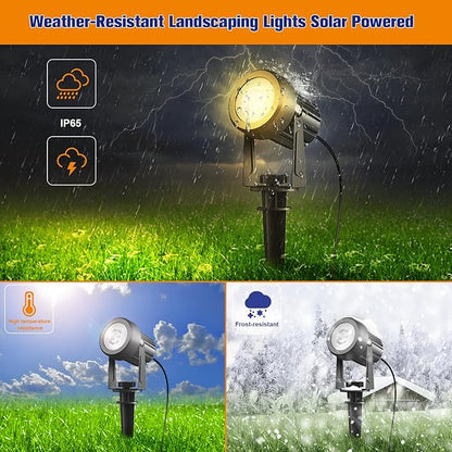 APONUO Solar Spot Lights - Outdoor 2-in-1 Solar Landscape Uplights, Dusk to Dawn, IP65 Waterproof, 9.8ft Cable, Warm White