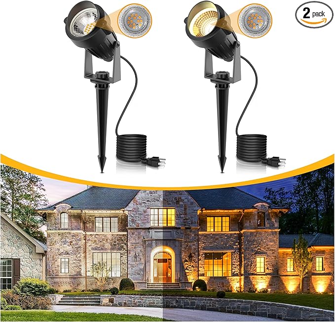 L LOHAS LED 5W Dusk to Dawn Outdoor Lighting, Auto On/Off 3000K Landscape Outdoor Spotlight, IP66 Waterproof Plug | Lumora