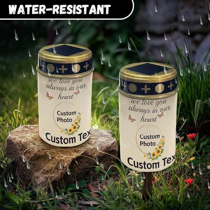 Customized Solar for Cemetery Grave Memorial Stake Solar Lights Waterproof Outdoor Garden Stake Solar Cemetery Cross for Grave Yard Decorations