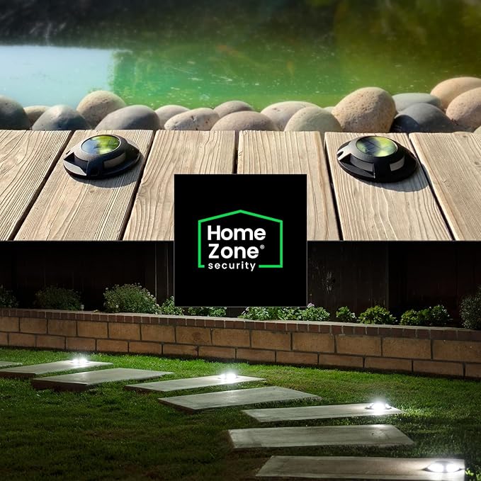 Home Zone Security 4 Packs Solar Deck Light Outdoor 40 Lumens Total Waterproof Weather Resistant, Auto On Sensor | Lumora