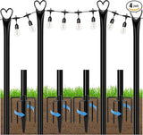 Ottsuls 4 Pack String Light Poles, 10FT Outdoor String Light Poles with Fork and Fixing Clamp, Metal Lighting Poles | Lumora