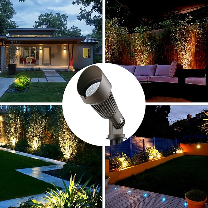 4W LED Landscape Lighting Low Voltage Landscape Lights Spotlights GL106-BZLED8 AC/DC 12V Warm White Waterproof for Driveway,Yard, Lawn,Patio,Walls,Trees,Flags,Outdoor Light (Bronze, 8 Pack)