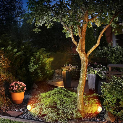 LED Outdoor Spot Lights,120V Landscape Lighting Outdoor Spotlight With Plug Cord , 2700K-6500K Stepless Dimmable Landscape Light with Timer and Remote for Yard Garden Pathway flag (18W, Pack, 4)