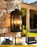 Outdoor Wall Light Fixtures, 2 Light Porch Lights Outdoor, Matte Black Exterior Waterproof Wall Sconce with Glass | Lumora