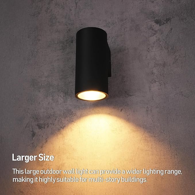 LEONLITE 12 Inch 5CCT Architectural Cylinder LED Down Light Outdoor, 100V-277V 15W Aluminum High-end Wall Sconce | Lumora